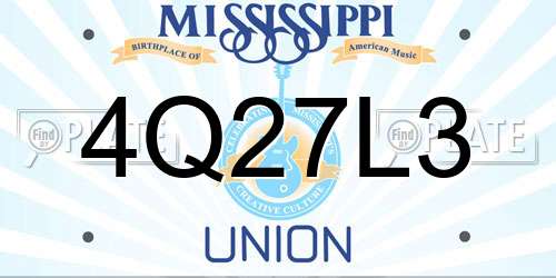 4Q27L3 Mississippi License Plate
