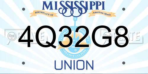 4Q32G8 Mississippi License Plate
