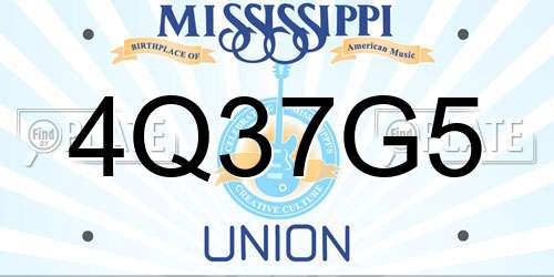 4Q37G5 Mississippi License Plate