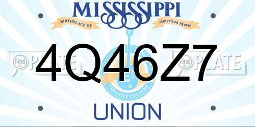 4Q46Z7 Mississippi License Plate