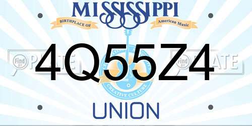 4Q55Z4 Mississippi License Plate