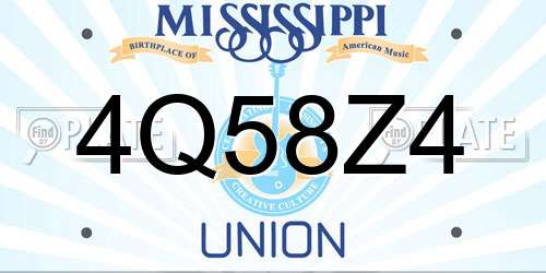 4Q58Z4 Mississippi License Plate