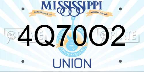 4Q70O2 Mississippi License Plate