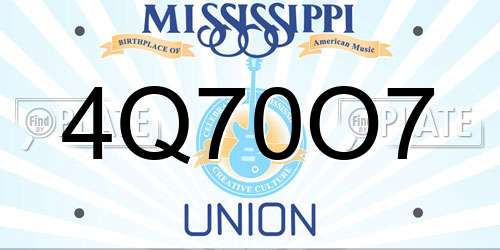 4Q70O7 Mississippi License Plate