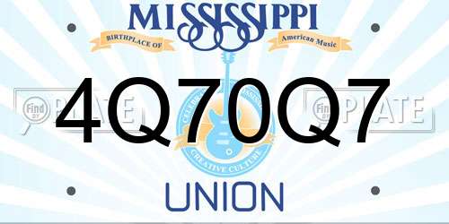 4Q70Q7 Mississippi License Plate