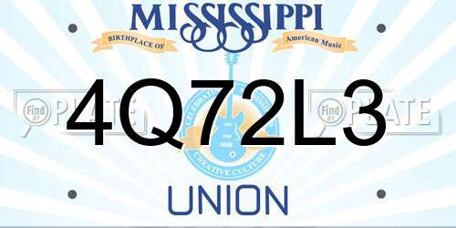 4Q72L3 Mississippi License Plate
