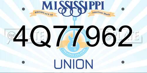 4Q77962 Mississippi License Plate