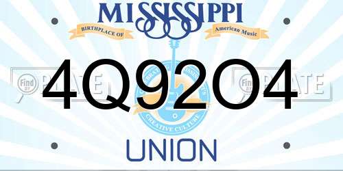4Q92O4 Mississippi License Plate