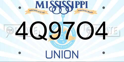 4Q97O4 Mississippi License Plate
