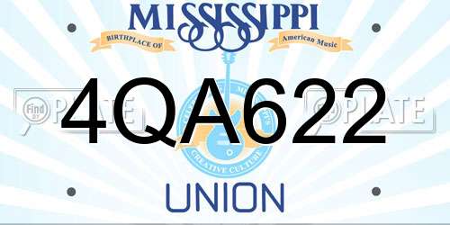 4QA622 Mississippi License Plate