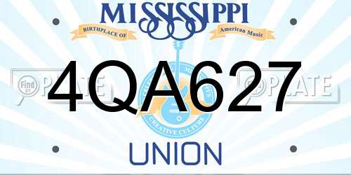 4QA627 Mississippi License Plate
