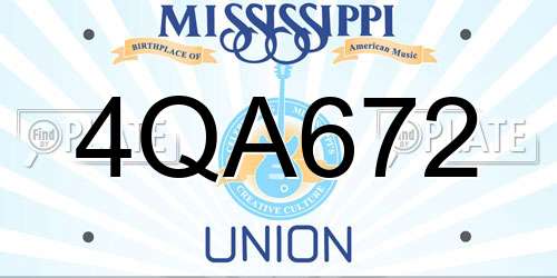 4QA672 Mississippi License Plate