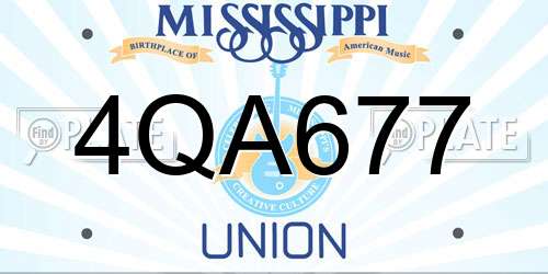 4QA677 Mississippi License Plate