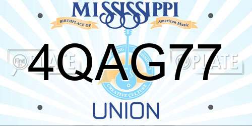 4QAG77 Mississippi License Plate