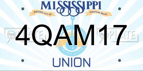 4QAM17 Mississippi License Plate