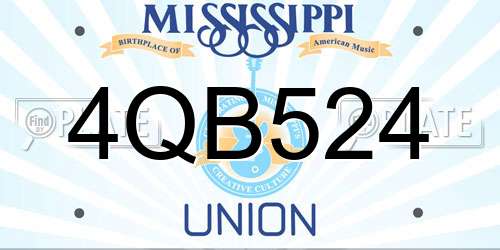 4QB524 Mississippi License Plate