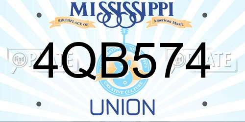 4QB574 Mississippi License Plate