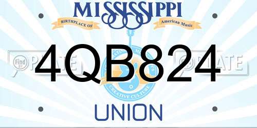 4QB824 Mississippi License Plate