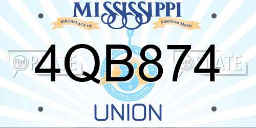 4QB874 Mississippi License Plate