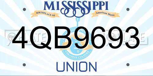 4QB9693 Mississippi License Plate