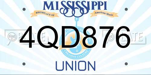 4QD876 Mississippi License Plate