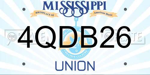 4QDB26 Mississippi License Plate
