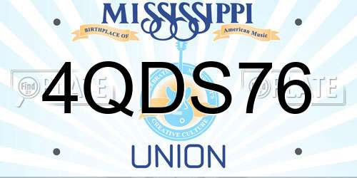 4QDS76 Mississippi License Plate