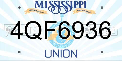 4QF6936 Mississippi License Plate