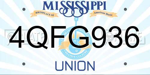 4QFG936 Mississippi License Plate