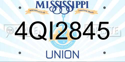 4QI2845 Mississippi License Plate
