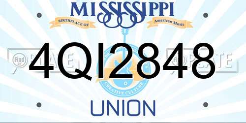 4QI2848 Mississippi License Plate