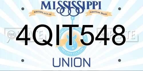 4QIT548 Mississippi License Plate