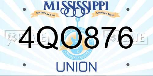 4QO876 Mississippi License Plate