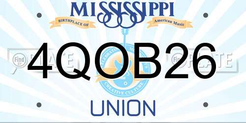 4QOB26 Mississippi License Plate