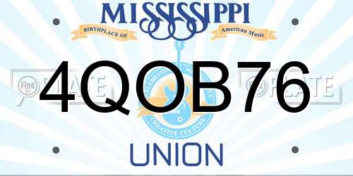 4QOB76 Mississippi License Plate