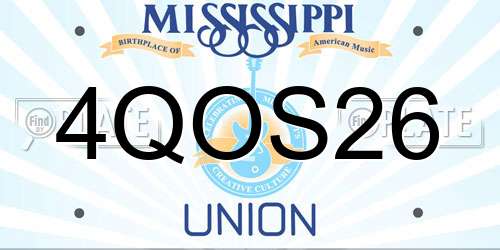 4QOS26 Mississippi License Plate