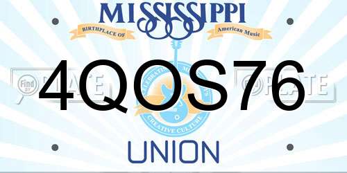 4QOS76 Mississippi License Plate