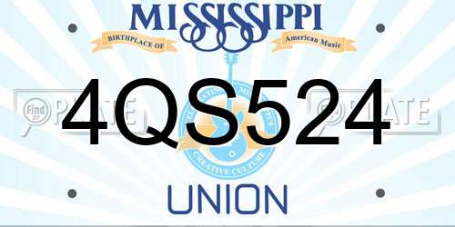 4QS524 Mississippi License Plate