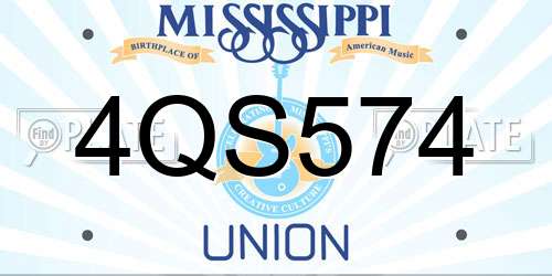 4QS574 Mississippi License Plate