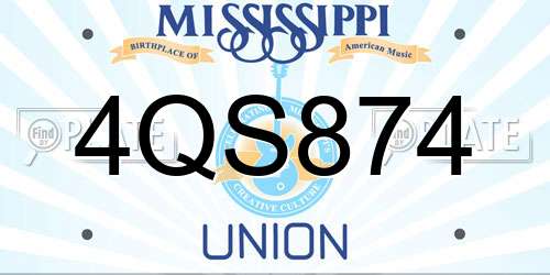 4QS874 Mississippi License Plate