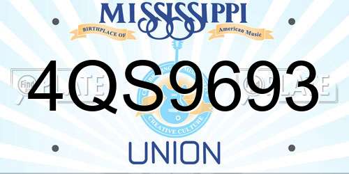 4QS9693 Mississippi License Plate