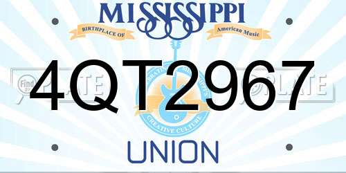 4QT2967 Mississippi License Plate
