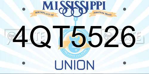 4QT5526 Mississippi License Plate