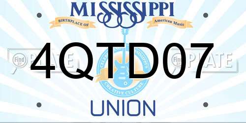 4QTD07 Mississippi License Plate
