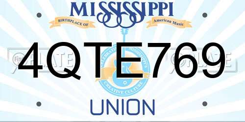 4QTE769 Mississippi License Plate