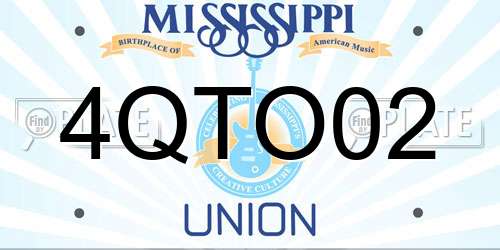 4QTO02 Mississippi License Plate