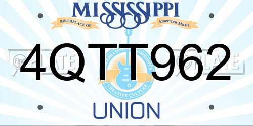 4QTT962 Mississippi License Plate