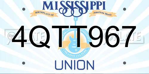 4QTT967 Mississippi License Plate