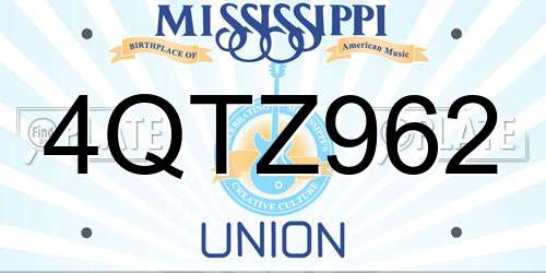 4QTZ962 Mississippi License Plate