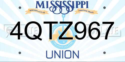 4QTZ967 Mississippi License Plate